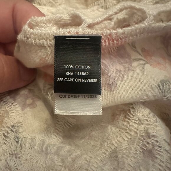 Torrid Floral Lace Open-Front Kimono 3/4 Size 100% Cotton Lightweight Boho Style - Picture 4 of 6